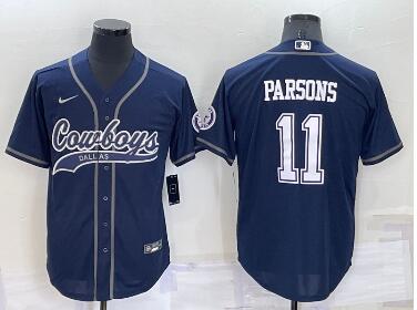 Men's Dallas Cowboys #11 Micah Parsons Navy Blue Stitched Cool Base Nike Baseball Jersey