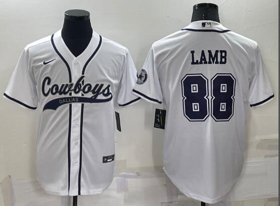 Men's Dallas Cowboys #88 CeeDee Lamb White Stitched Cool Base Nike Baseball Jersey