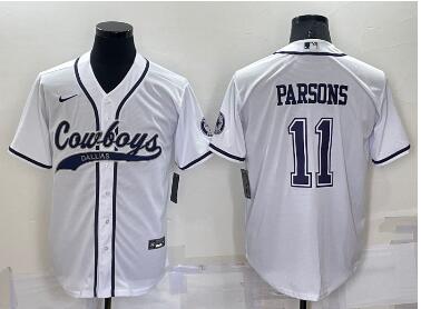 Men's Dallas Cowboys #11 Micah Parsons White Stitched Cool Base Nike Baseball Jersey