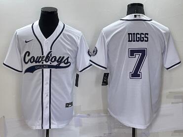 Men's Dallas Cowboys #7 Trevon Diggs White Stitched Cool Base Nike Baseball Jersey