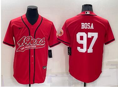 Men's San Francisco 49ers #97 Nick Bosa Red Stitched Cool Base Nike Baseball Jersey