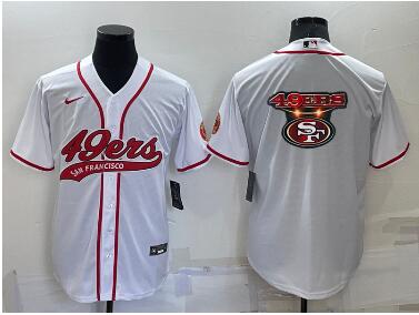 Men's San Francisco 49ers White Team Big Logo With Patch Cool Base Stitched Baseball Jersey