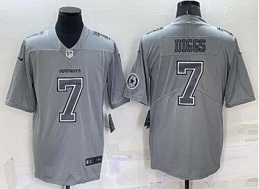 Men's Dallas Cowboys #7 Trevon Diggs LOGO Grey Atmosphere Fashion 2022 Vapor Untouchable Stitched Nike Limited Jersey