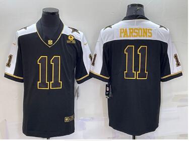 Men's Dallas Cowboys #11 Micah Parsons Black Gold Thanksgiving With Patch Stitched Jersey