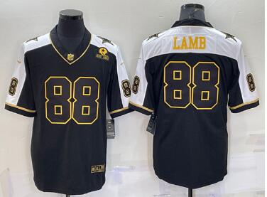 Men's Dallas Cowboys #88 CeeDee Lamb Black Gold Thanksgiving With Patch Stitched Jersey