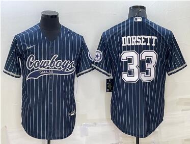 Men's Dallas Cowboys #33 Tony Dorsett Navy With Patch Cool Base Stitched Baseball Jersey