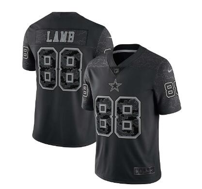 Men's Dallas Cowboys #88 CeeDee Lamb Black Reflective Limited Stitched Football Jersey