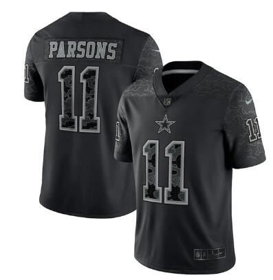 Men's Dallas Cowboys #11 Micah Parsons Black Reflective Limited Stitched Football Jersey