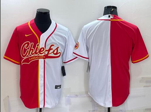 Men's Kansas City Chiefs Blank Red White Two Tone With Patch Cool Base Stitched Baseball Jersey