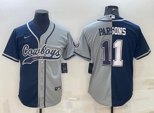 Men's Dallas Cowboys #11 Micah Parsons Split Cool Base Stitched Baseball Jersey