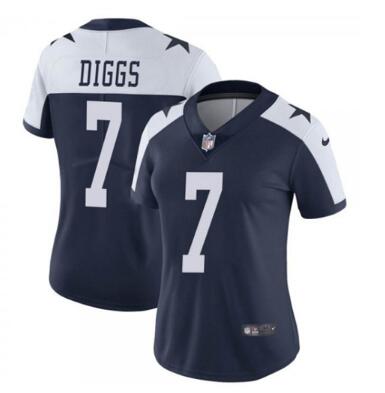 Women's Dallas Cowboys #7 Trevon Diggs Navy White Thanksgiving Limited Stitched Jersey(Run Small)