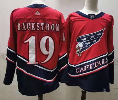 Men's Washington Capitals #19 Nicklas Backstrom Red 2021 Retro Stitched NHL Jersey