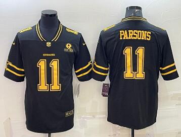 Men's Dallas Cowboys #11 Micah Parsons Black Gold Edition With 1960 Patch Limited Stitched Football Jersey