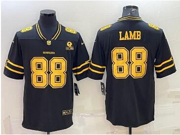 Men's Dallas Cowboys #88 CeeDee Lamb Black Gold Edition With 1960 Patch Limited Stitched Football Jersey