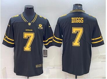 Men's Dallas Cowboys #7 Trevon Diggs Black Gold Edition With 1960 Patch Limited Stitched Football Jersey