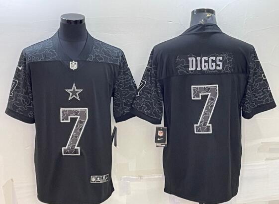 Men's Dallas Cowboys #7 Trevon Diggs Black Reflective Limited Stitched Football Jersey