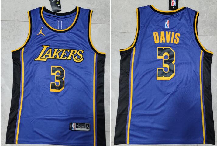 Men's Los Angeles Lakers #3 Anthony Davis  Stitched Basketball Jersey