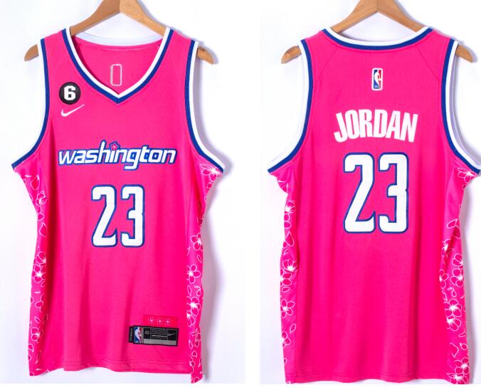 Nike Men's 2022-23 City Edition Washington Wizards Jordan #23 Pink stitched Jersey