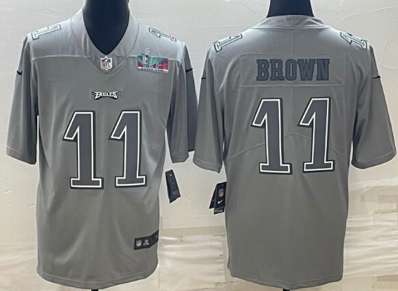 Men's Philadelphia Eagles #11 A.J. Brown Gray  Fashion Stitched  Jersey