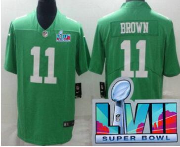 Men's Philadelphia Eagles #11 AJ Brown Limited Green Rush Super Bowl LVII Vapor Jersey