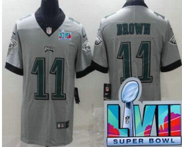 Men's Philadelphia Eagles #11 AJ Brown Limited Gray Inverted Super Bowl LVII Vapor Jersey