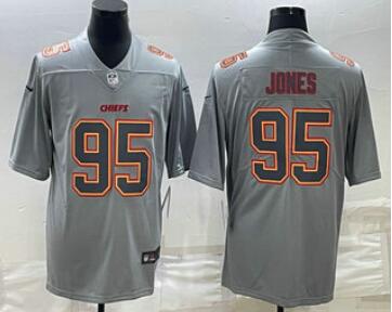 Men's Kansas City Chiefs #95 Chris Jones Gray Atmosphere Fashion Stitched Jersey