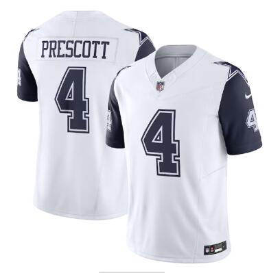 Men's Dallas Cowboys #4 Dak Prescott Thanksgiving White 2023 F.U.S.E. Vapor Limited Stitched Football Jersey