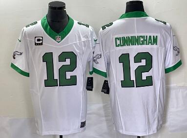 Men's Philadelphia Eagles #12 Randall Cunningham White 2023 F.U.S.E. Vapor Untouchable With C Patch Stitched Football Jersey