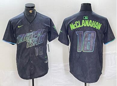 Men's Tampa Bay Rays #18 Shane McClanahan Number Charcoal 2024 City Connect Limited Stitched Jersey