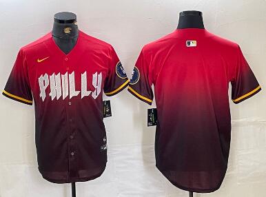 Men's Philadelphia Phillies Blank Red Black 2024 City Connect Limited Stitched Jersey