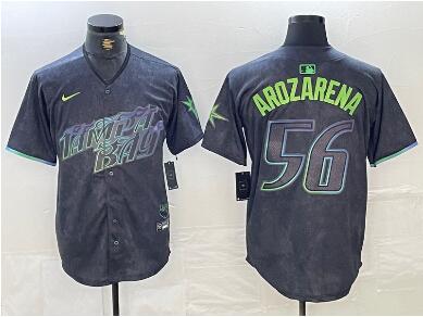 Men's Tampa Bay Rays #56 Randy Arozarena Charcoal 2024 City Connect Limited Stitched Jersey