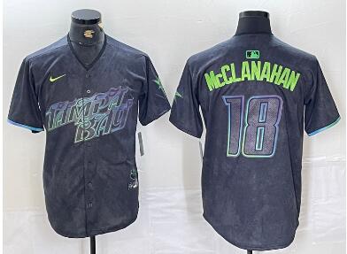 Men's Tampa Bay Rays #18 Shane McClanahan Charcoal 2024 City Connect Limited Stitched Jersey