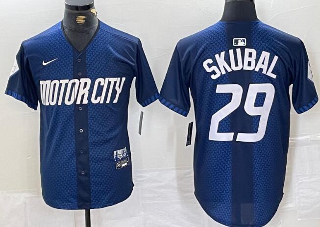 NIKE DETROIT TIGERS MENS Tarik Skubal 29 NAVY BLUE CITY CONNECT LTD LIMITED BASEBALL JERSEY