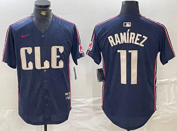 JOSE RAMIREZ NIKE CLEVELAND GUARDIANS MENS NAVY BLUE CITY CONNECT LTD LIMITED BASEBALL JERSEY