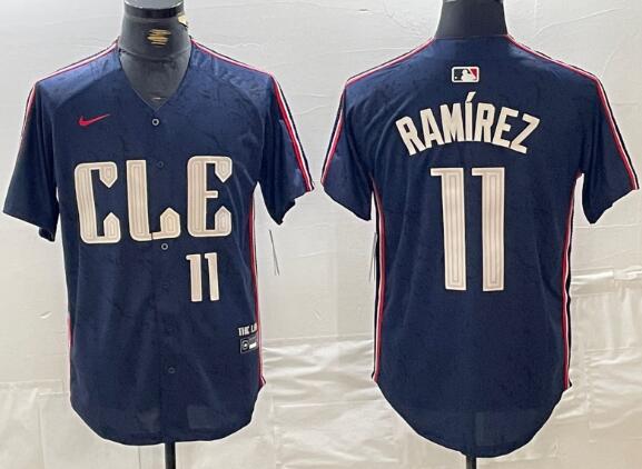 JOSE RAMIREZ NIKE CLEVELAND GUARDIANS MENS NAVY BLUE CITY CONNECT LTD LIMITED BASEBALL JERSEY