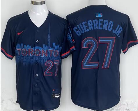 Men's Toronto Blue Jays #27 Vladimir Guerrero Jr. Black 2024 City Connect Limited Stitched Baseball Jersey