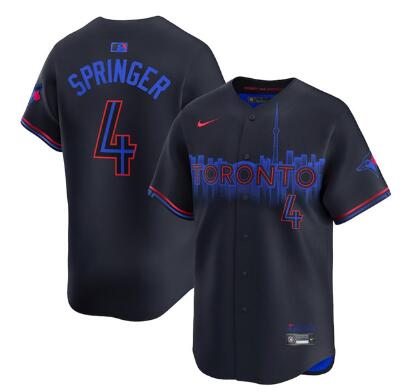 Men's Toronto Blue Jays #4 George Springer Black 2024 City Connect Limited Stitched Baseball Jersey