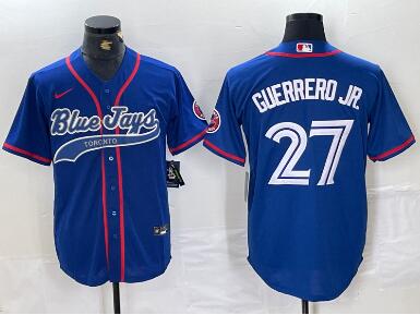 Men's Toronto Blue Jays #27 Vladimir Guerrero Jr Blue Cool Base Stitched Baseball Jersey