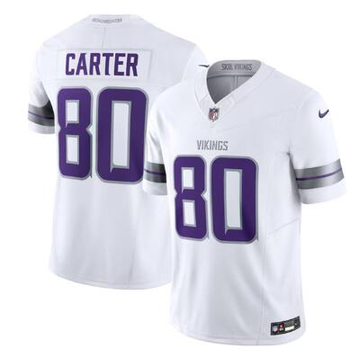 Men's Minnesota Vikings #80 Cris Carter White F.U.S.E. Winter Warrior Limited Football Stitched Jersey