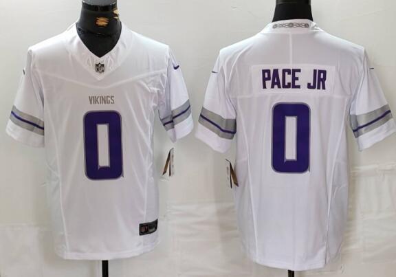 Men's Minnesota Vikings #0 Ivan Pace Jr White Alternate Vapor FUSE Limited Stitched Jersey