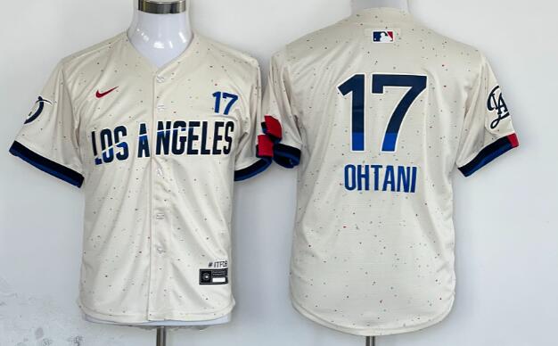 Men's Los Angeles Dodgers #17 Shohei Ohtani Cream 2024 City Connect Limited Stitched Jerseys