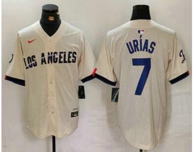 Men's Los Angeles Dodgers #7 Julio Urias Cream 2024 City Connect Limited Stitched Jersey