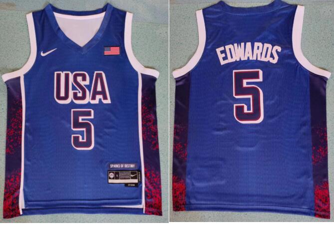 Nike Anthony Edwards  Men's USA Basketball 2024 Stitched Jersey