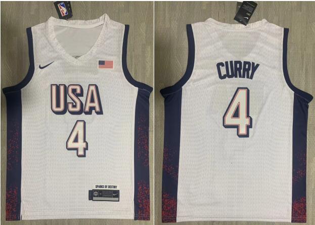 Nike Stephen Curry white  Men's USA Basketball 2024 Swingman Player Jersey