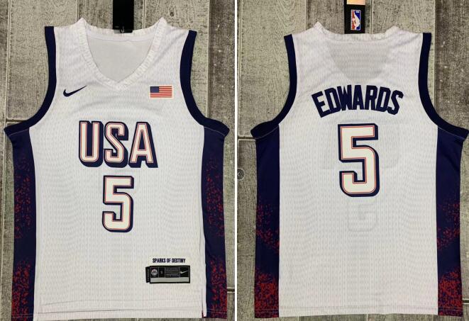 Nike Anthony Edwards Men's USA Basketball 2024 Stitched Jersey