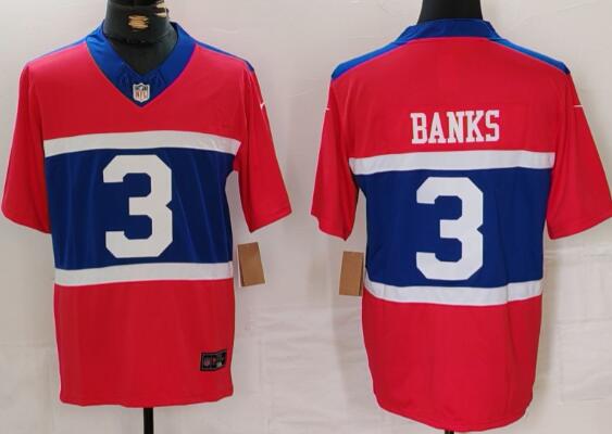 Men's New York Giants #3 Deonte Banks Century Red Alternate Vapor FUSE Limited Stitched Jersey