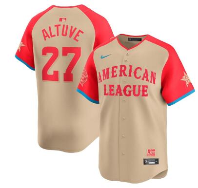 Men's American League #27 Jose Altuve Cream 2024 All-Star Limited Stitched Baseball Jersey