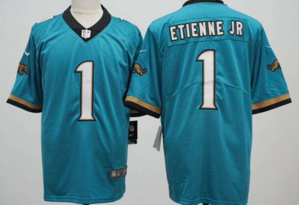 Men's Jacksonville Jaguars #1 Travis Etienne JR Teal 2024   Stitched Jersey