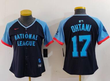 Women's Los Angeles Dodgers #17 Shohei Ohtani Navy 2024 All Star Limited Stitched Jersey