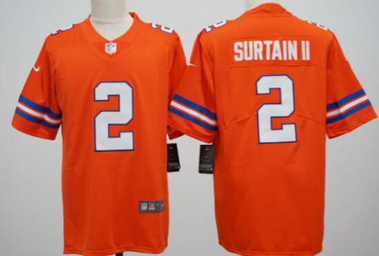 Men's Denver Broncos #2 Pat Surtain II Orange   Throwback Vapor Limited Stitched Jersey